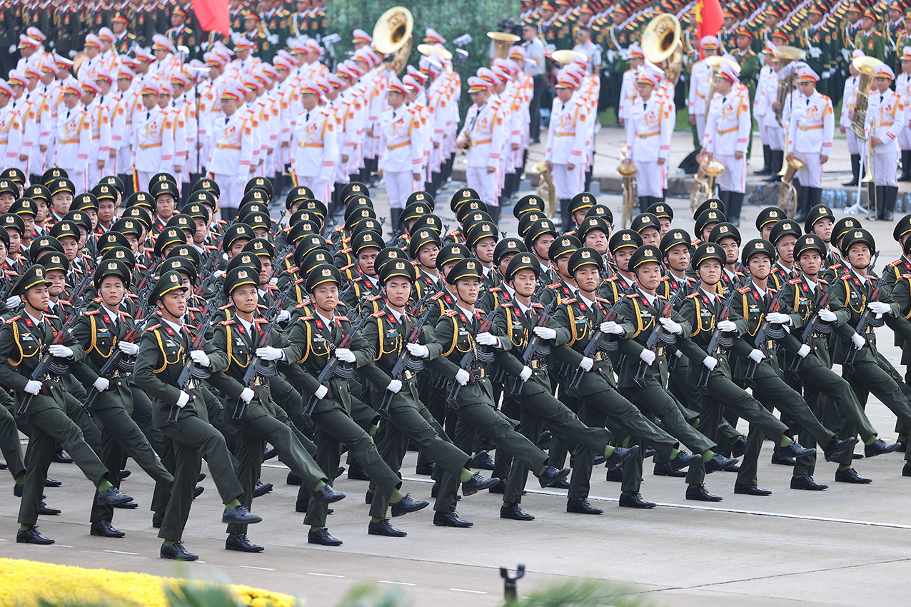 Khối nam chiến sĩ Hậu cần, kỹ thuật C&ocirc;ng an nh&acirc;n d&acirc;n - Ảnh: VGP/Nhật Bắc